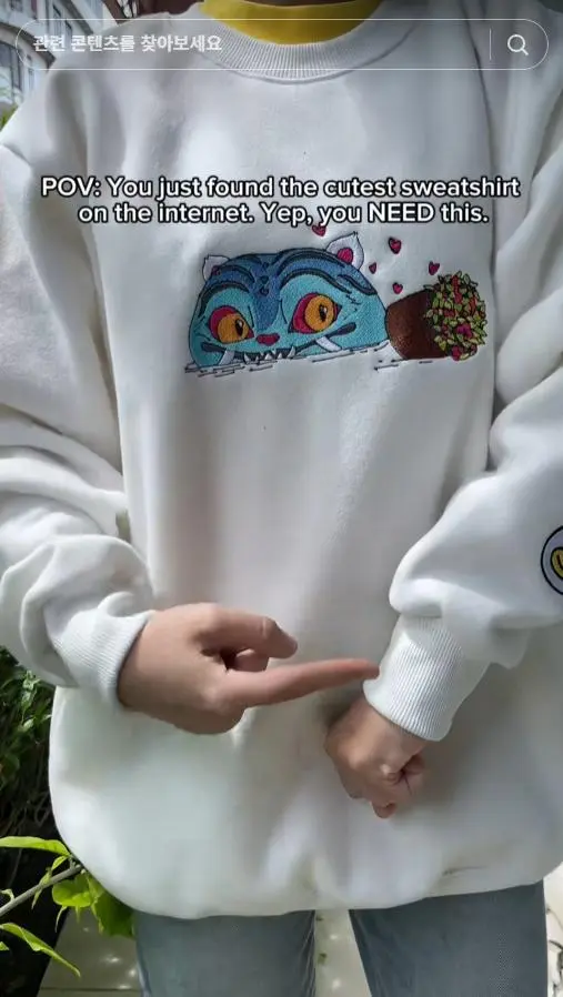 엄마가 직접 자수넣은 더피 티셔츠